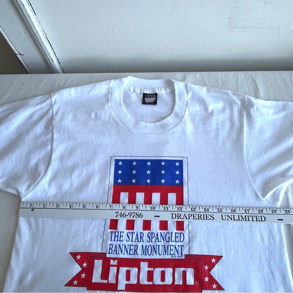 Vintage Star Spangled Banner Monument "Lipton" Single Stitch T-Shirt Tee NOS - Picture 12 of 13